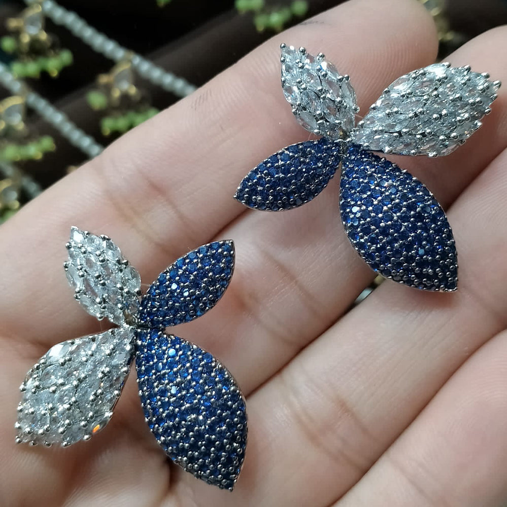 Two-Tone Pavé Crystal Butterfly Stud Earrings