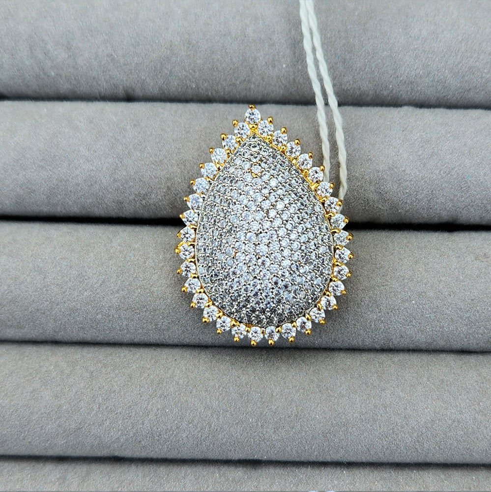 Golden Teardrop Full Diamond Pendant
