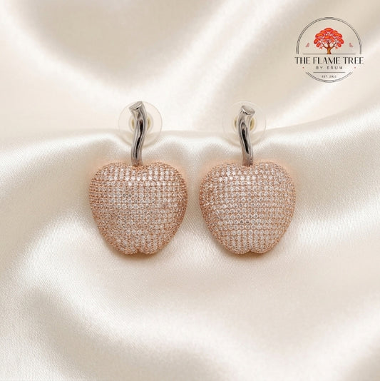 Ruby Pink Zircon Apple Earrings