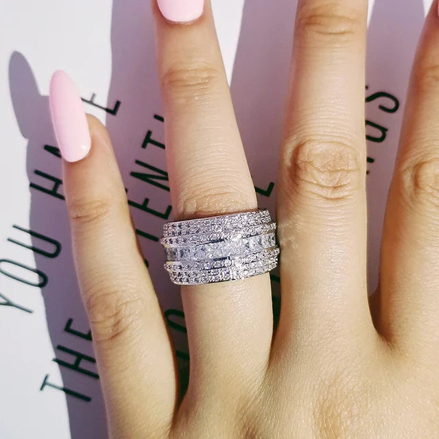 Princess Cut Pave Eternity Band