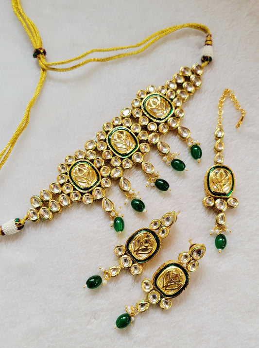 Green Kundan Choker Set