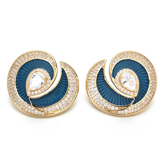 Aaira Green Blue Stone Diamond Danglers Earrings
