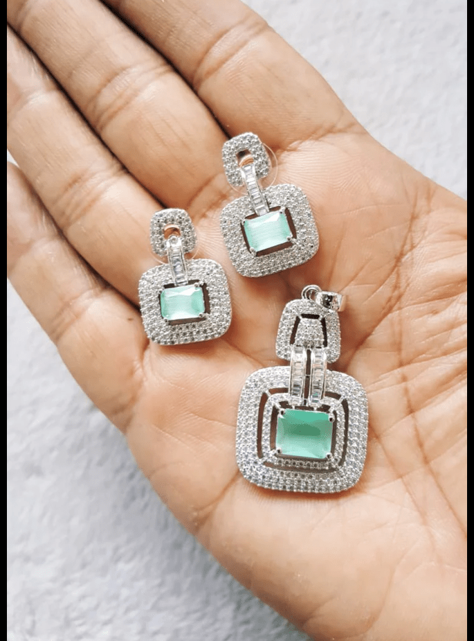Mint Green Cubic Zircon Pendant Set