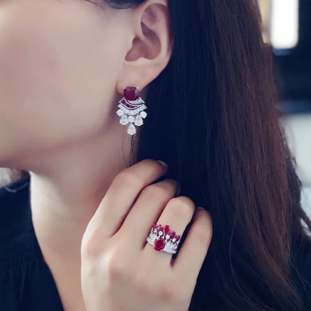 Ruby and Diamond Tassel Earrings