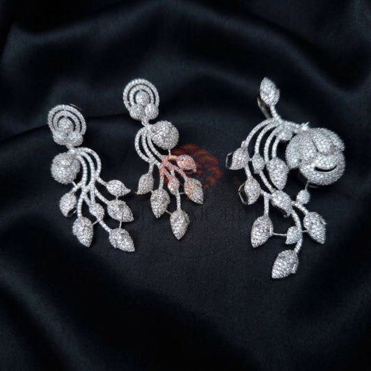 Regal Silver Leaf CZ Set