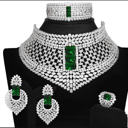 Gold Plated Red Stone Bridal Jewelry Set