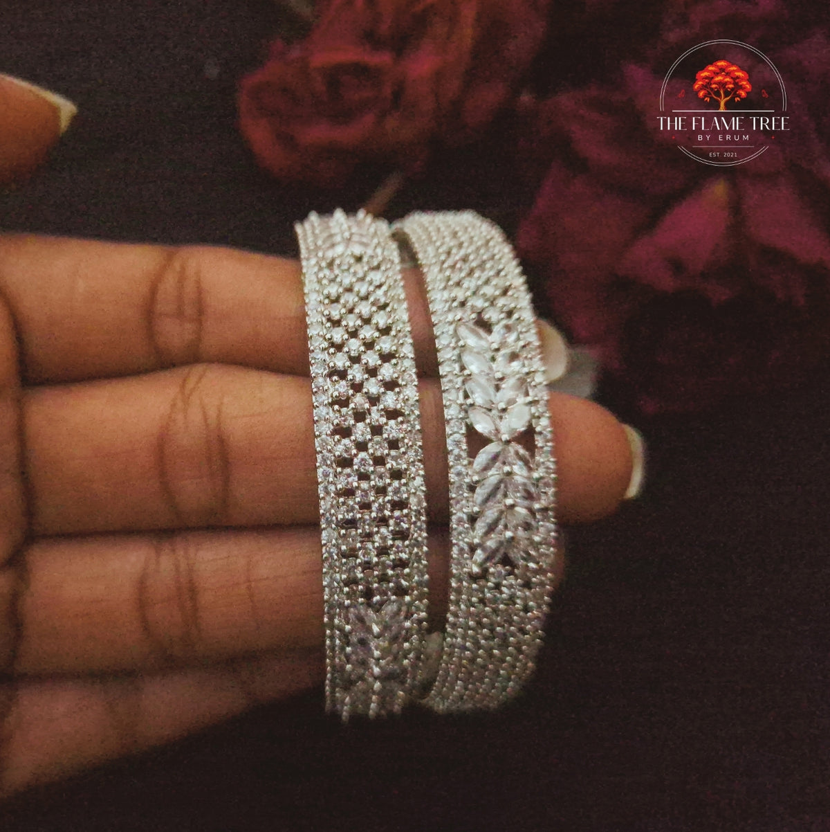 Classic Leaf Zircon Bangles