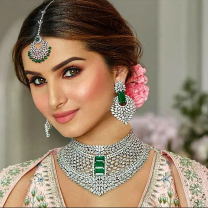 Gold Plated Red Stone Bridal Jewelry Set