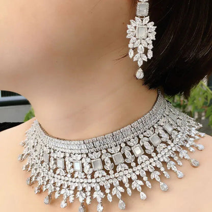AD White Stone Choker Set