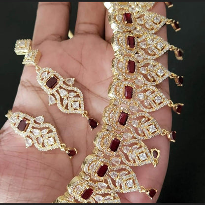 Aaira Red Stone Necklace Set