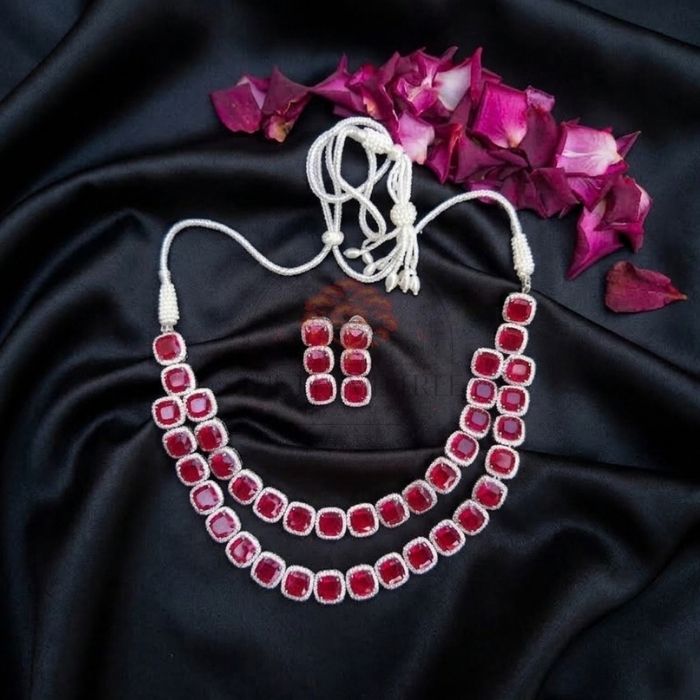 Double Layer Ruby Necklace Set