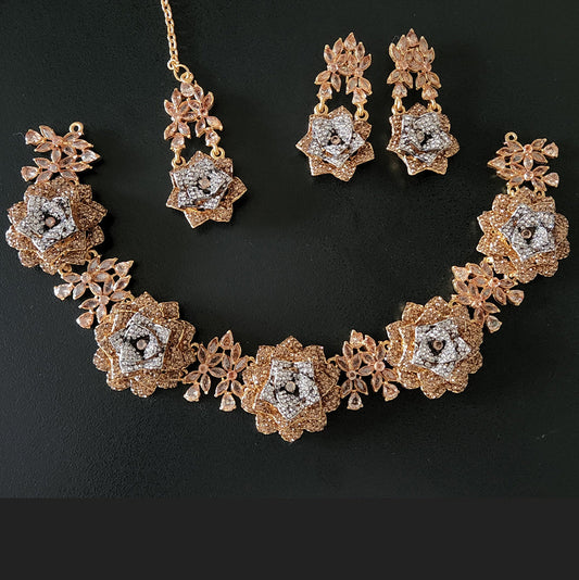 Aaira Rose Flower Necklace Set