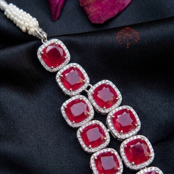 Double Layer Ruby Necklace Set