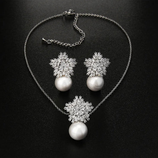Pearl Snowflake Jewelry Set