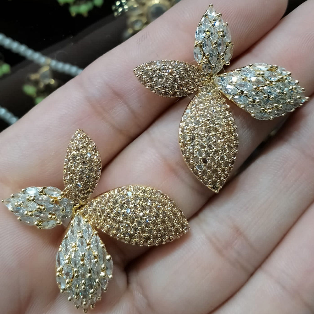 Two-Tone Pavé Crystal Butterfly Stud Earrings