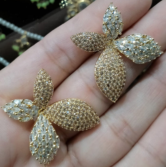 Two-Tone Pavé Crystal Butterfly Stud Earrings