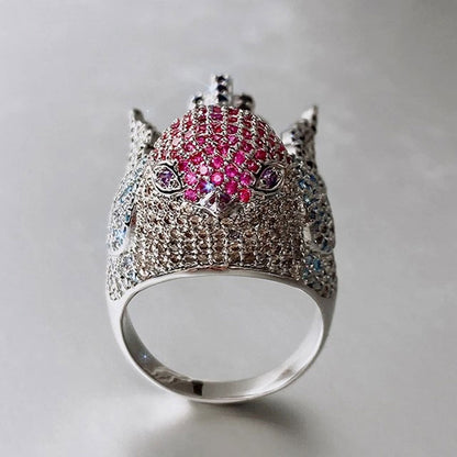 Red & Blue Crystal Bird Ring