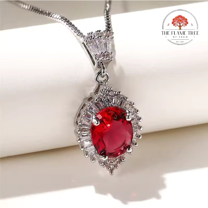 Silver Finish Zircon Locket with Chain
