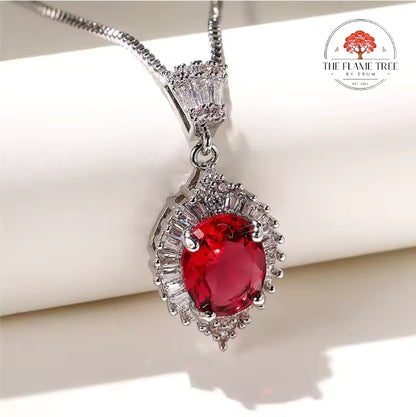 Silver Finish Zircon Locket with Chain
