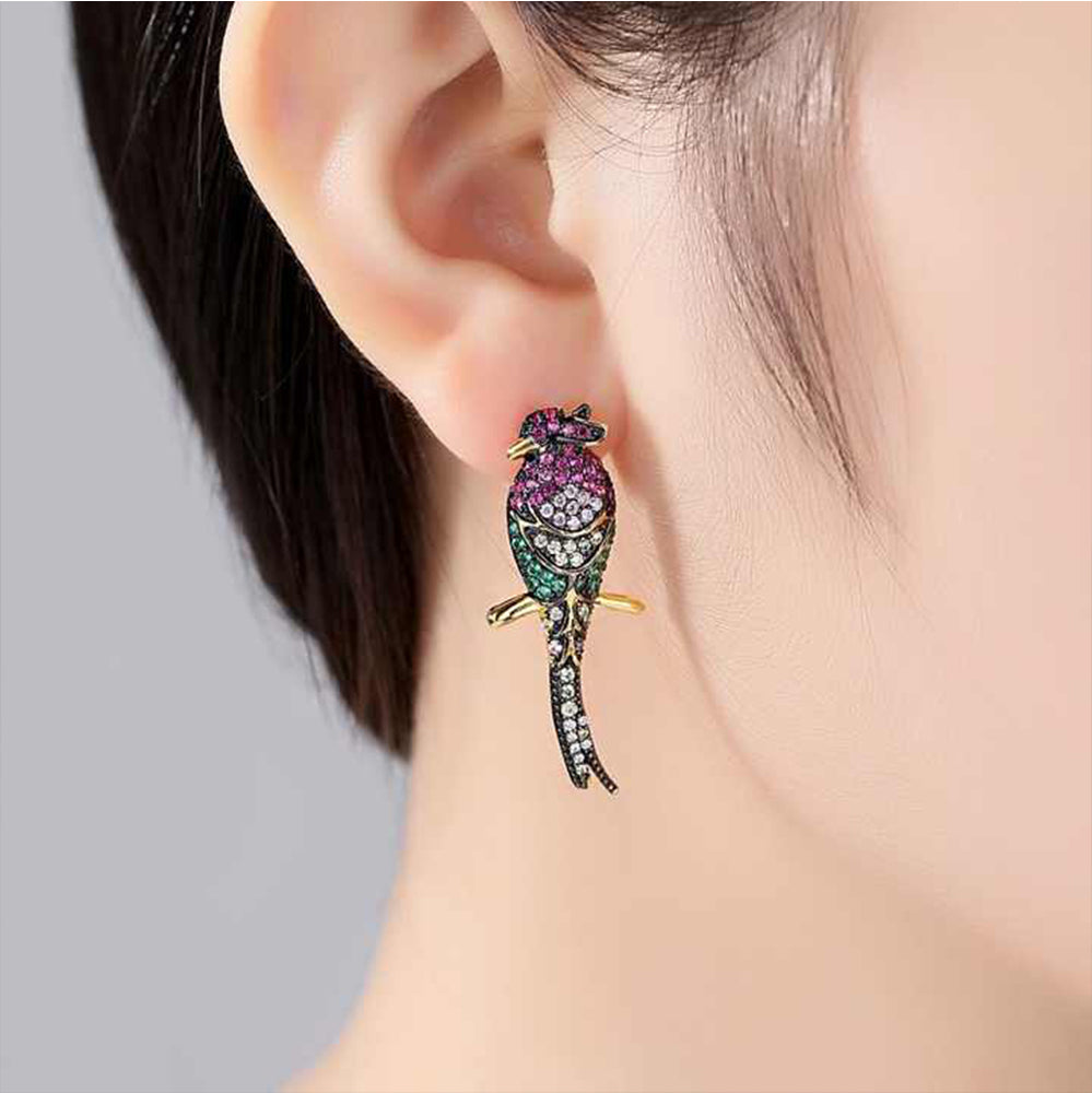 Crystal Pavé Parrot Stud Earrings