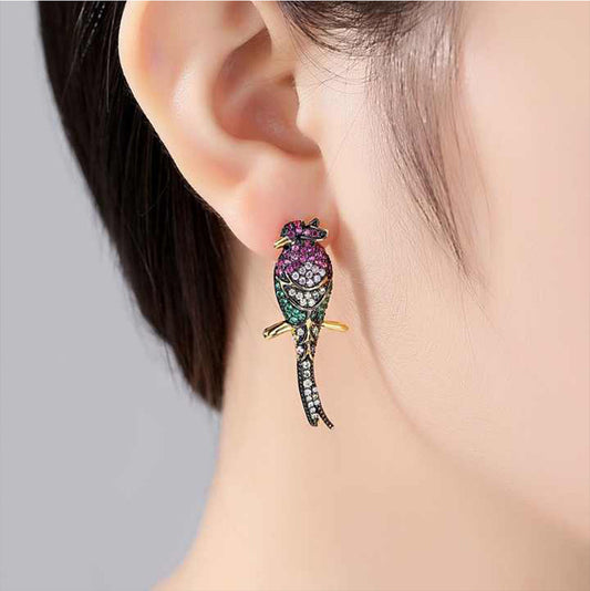 Crystal Pavé Parrot Stud Earrings
