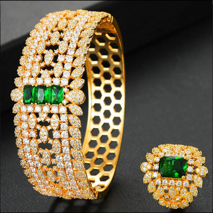 Gold Plated Red Stone Bridal Jewelry Set