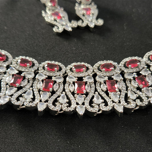 Aaira Red Teardrop Pendant Necklace Set