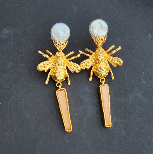 Julie Vos Bee Pearl Drop Earring