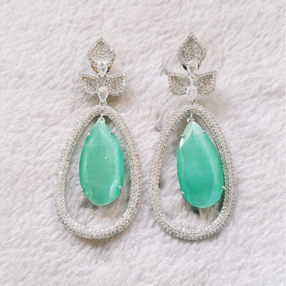 Teardrop Halo Stud Earrings