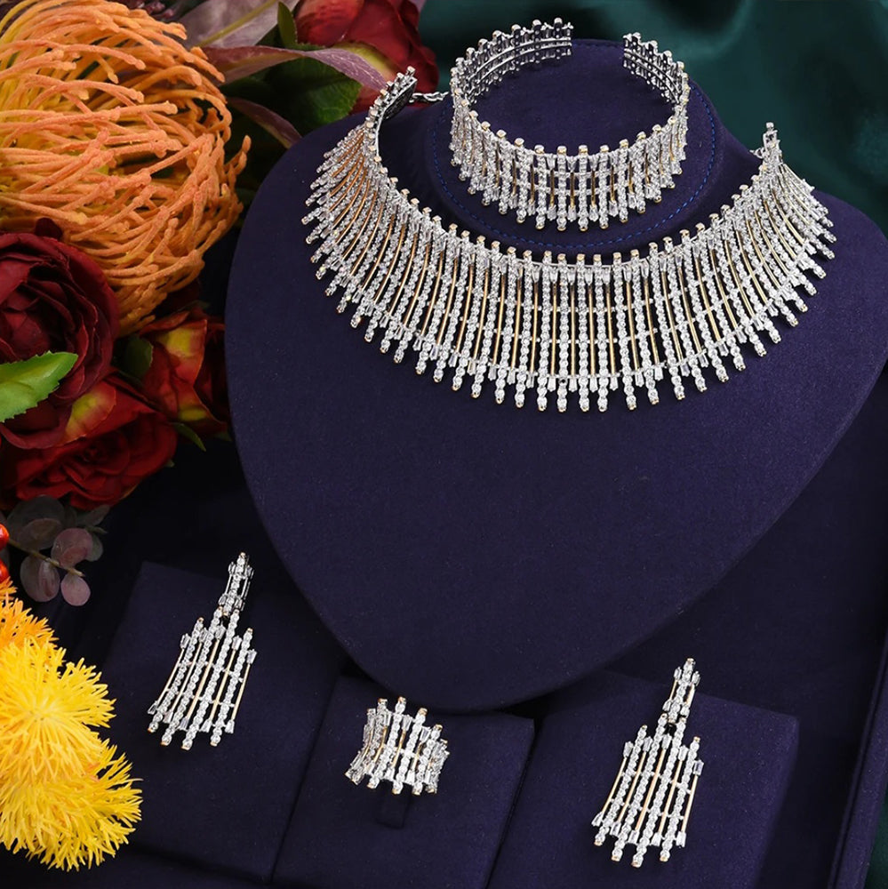 GODKI Luxury Cubic Zircon Bridal Jewelry Set