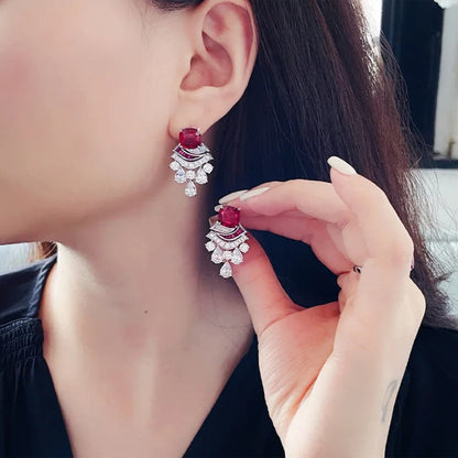 Ruby and Diamond Tassel Earrings