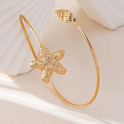 Gold Starfish and Seashell Upper Arm Cuff