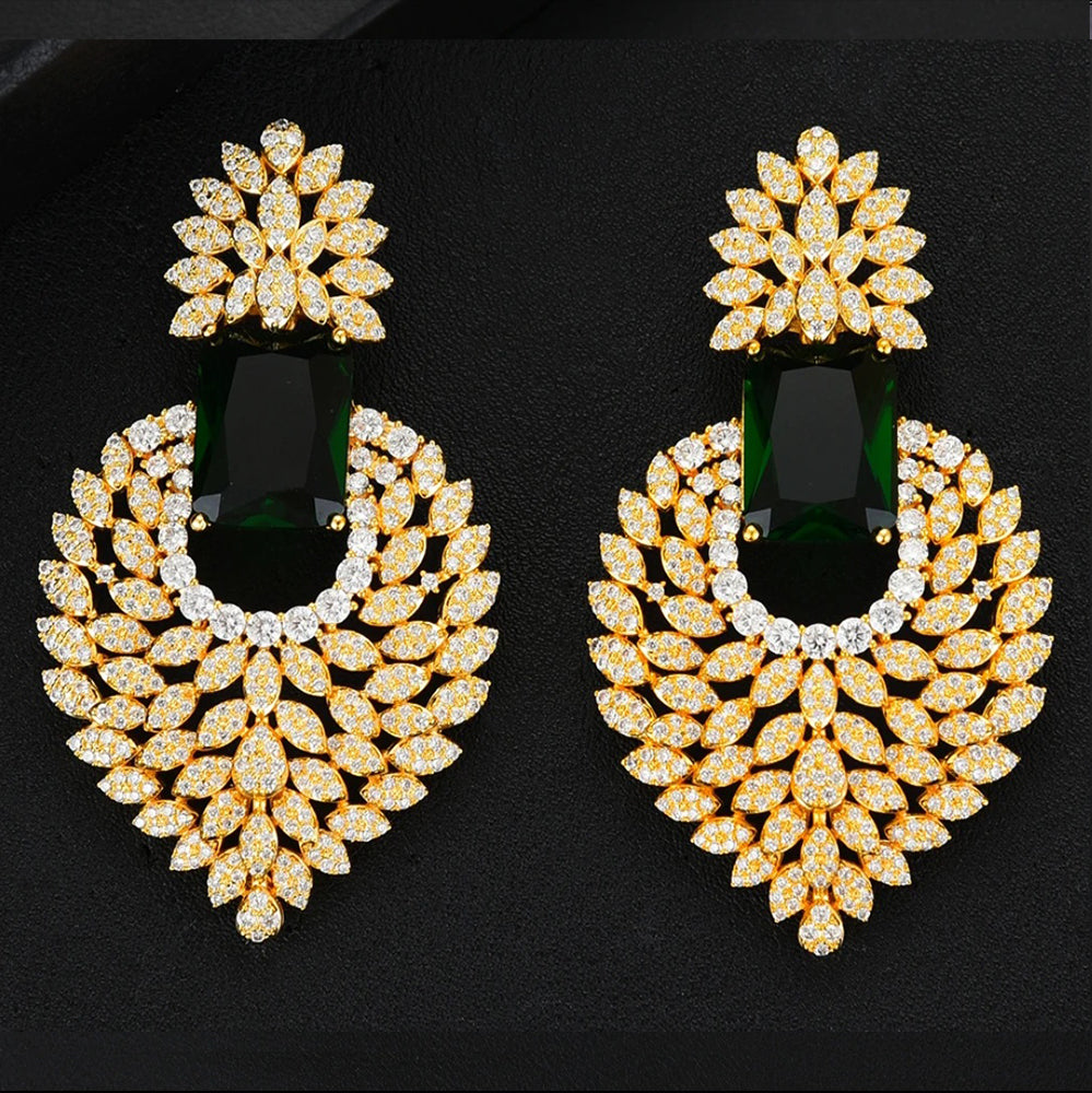 Gold Plated Red Stone Bridal Jewelry Set
