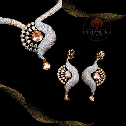 Rose Gold Zircon Necklace Set