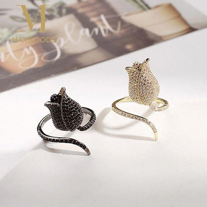 Aaira Blue Tulip Adjustable Ring