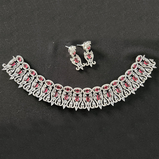 Aaira Red Teardrop Pendant Necklace Set
