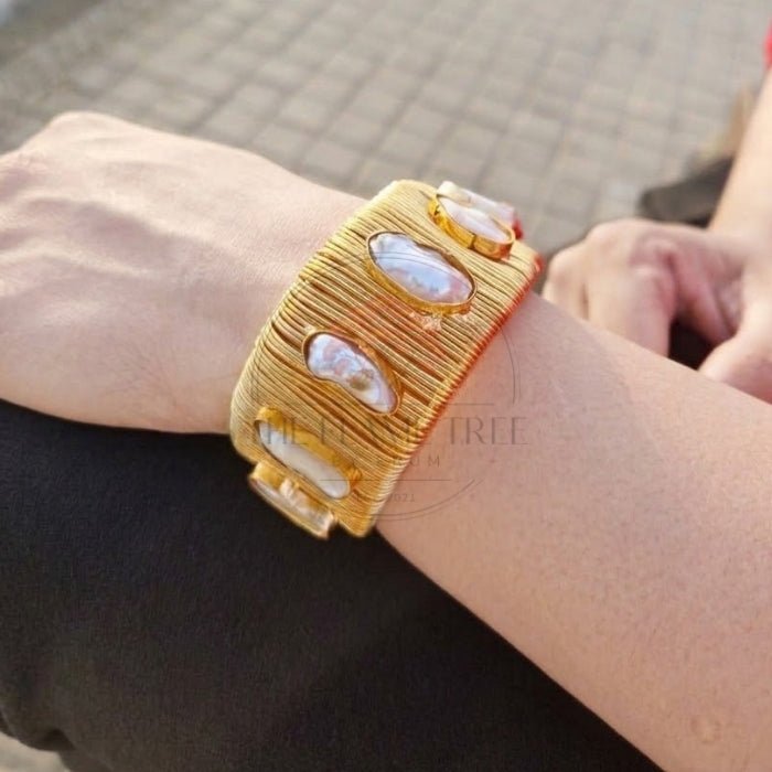 Aurelia Mother of Pearl Gold Plated Bangle
