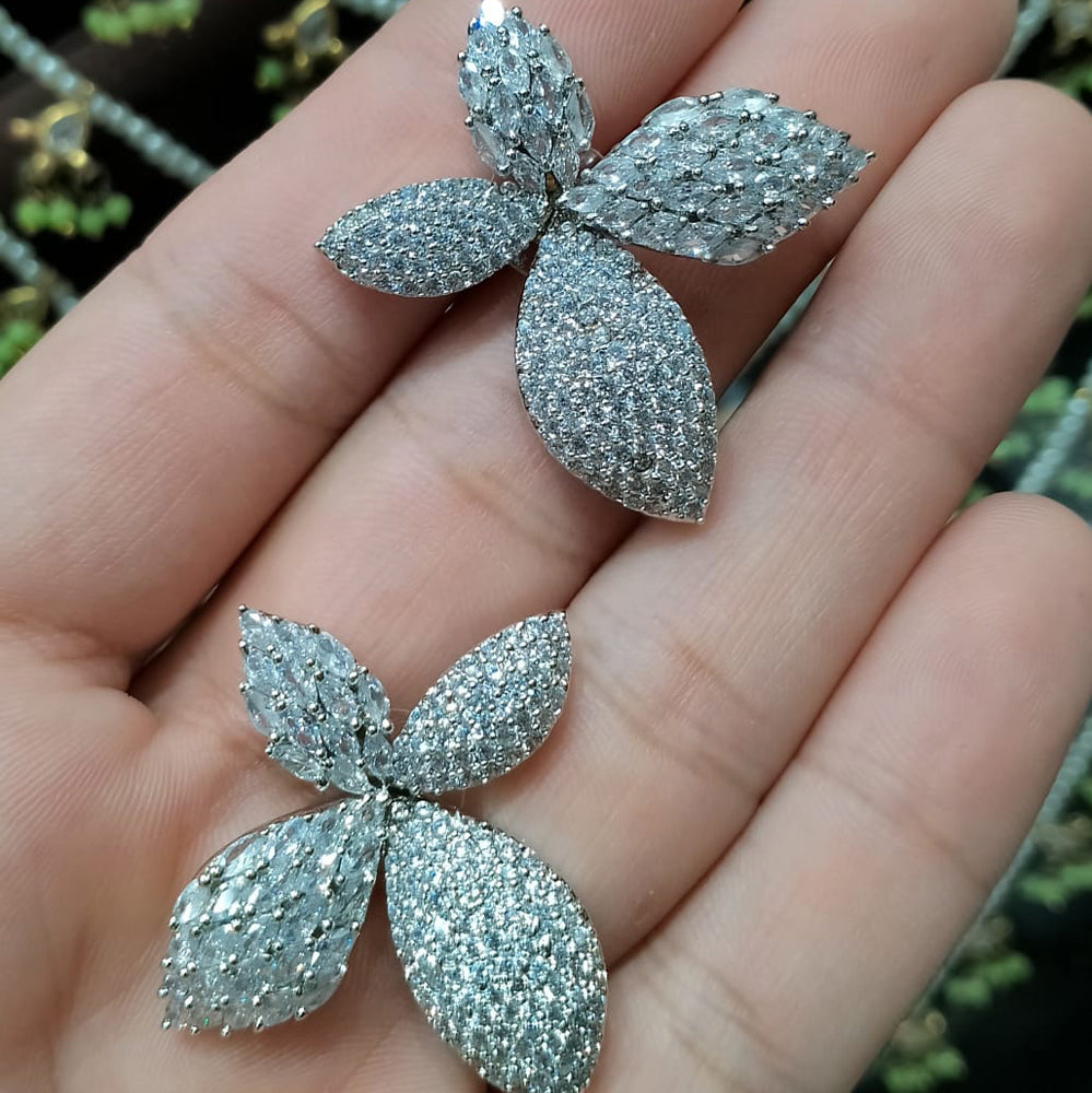Two-Tone Pavé Crystal Butterfly Stud Earrings