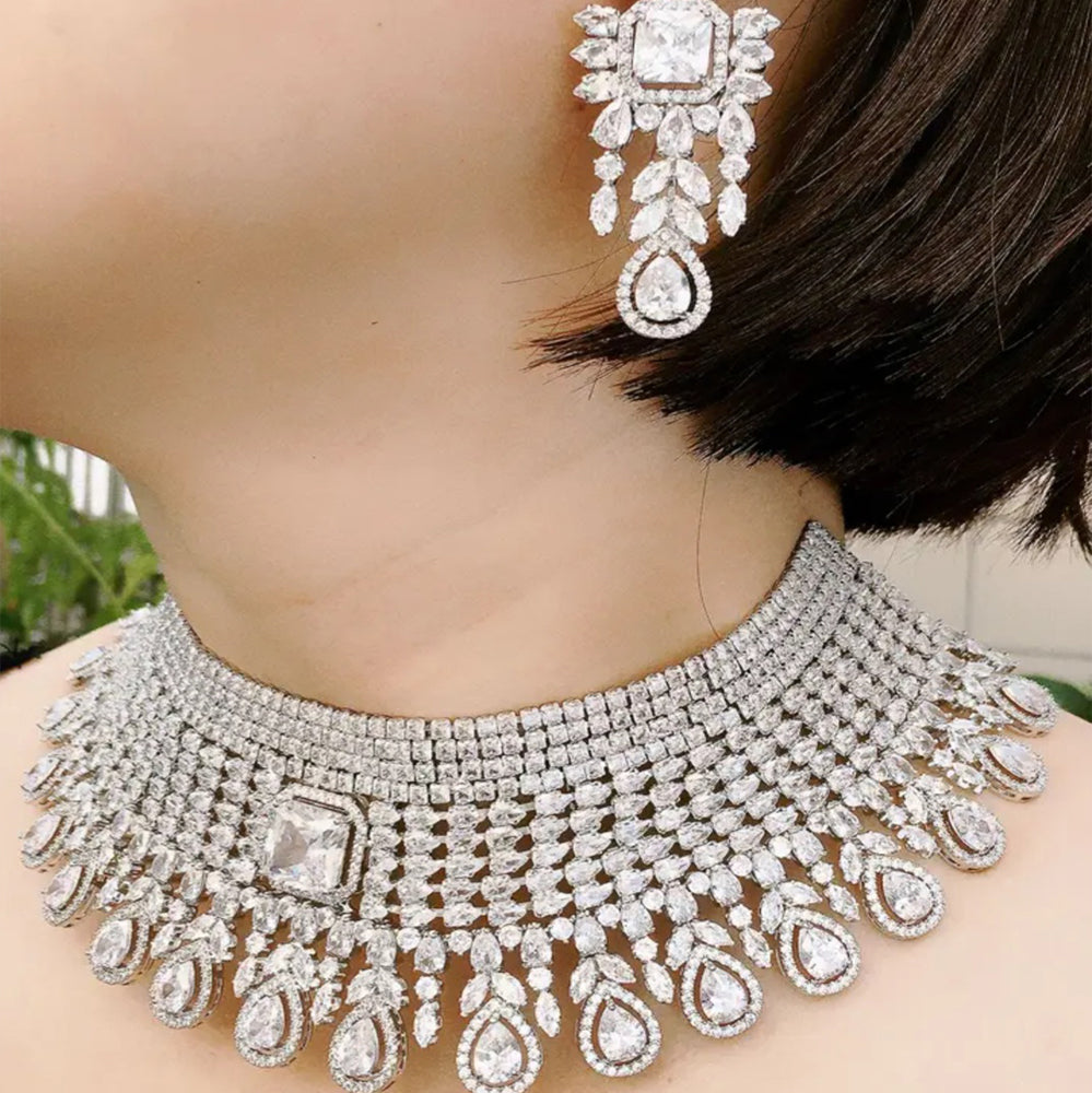 Marquise and Pear Cut Bridal Choker Set