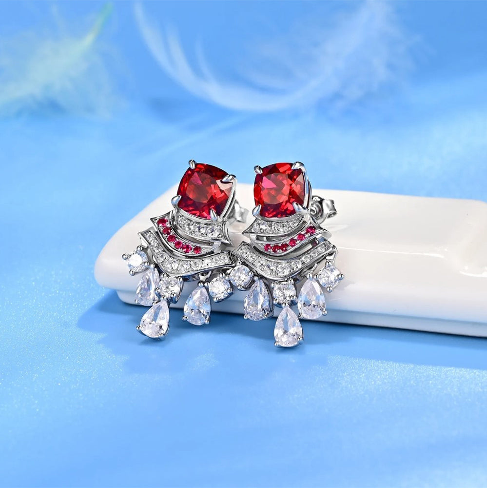 Ruby and Diamond Tassel Earrings