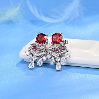 Ruby and Diamond Tassel Earrings