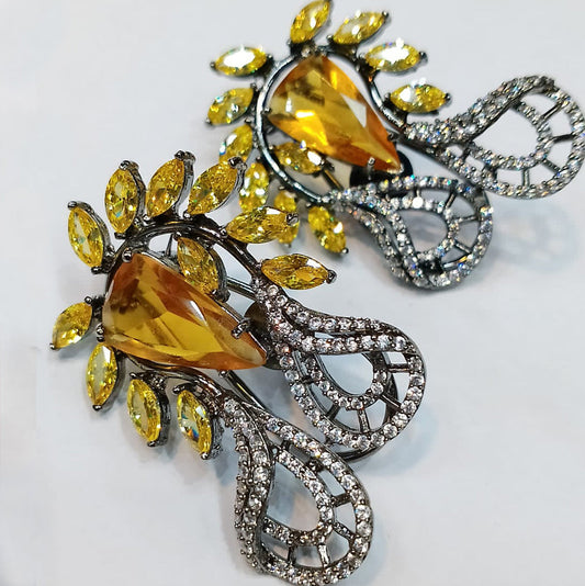 Two-Tone Pavé Crystal Calla Lily Drop Earrings