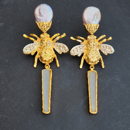 Julie Vos Bee Pearl Drop Earring