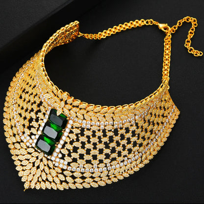Gold Plated Red Stone Bridal Jewelry Set