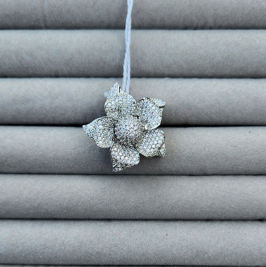 Five Petal Pavé Diamond Flower Pendant