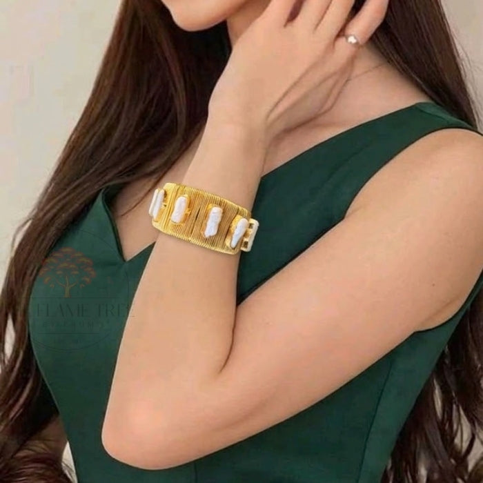 Aurelia Mother of Pearl Gold Plated Bangle