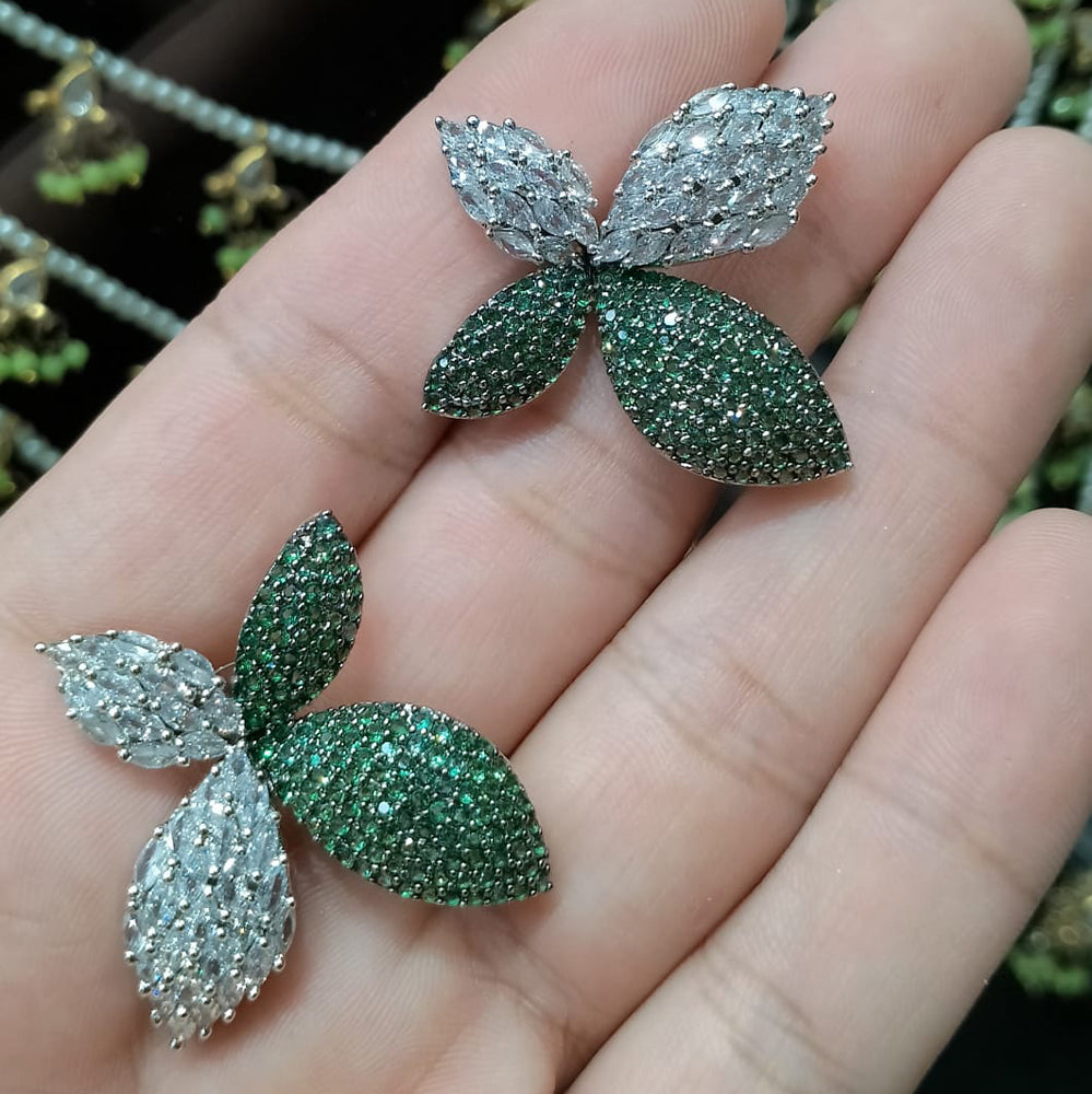 Two-Tone Pavé Crystal Butterfly Stud Earrings