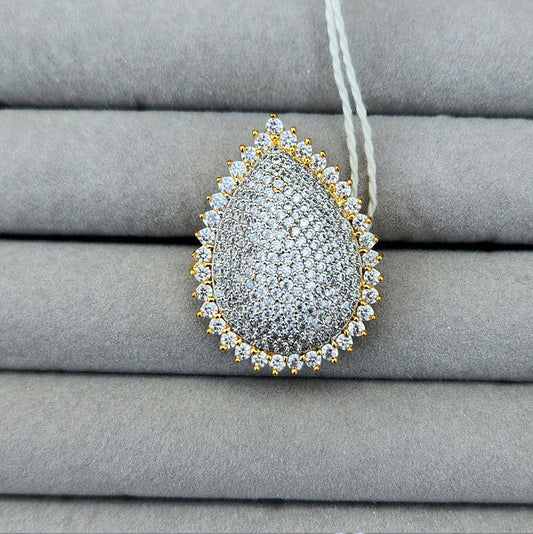 Golden Teardrop Full Diamond Pendant