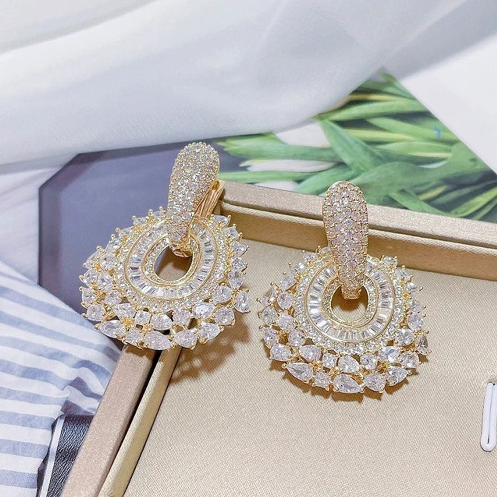 Luxury Purple & Pink Crystal Hoop Drop Earrings