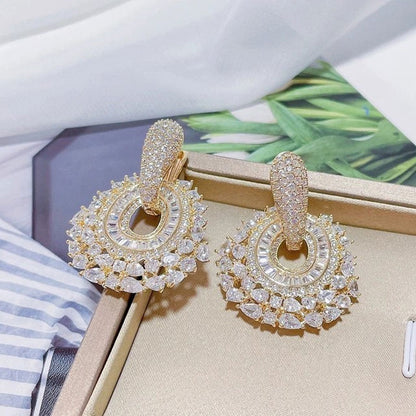 Luxury Purple & Pink Crystal Hoop Drop Earrings